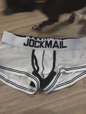 Jockmail White Mesh Boxer Brief with Black Trim
